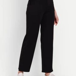 Broadstar Black Straight Fit High Rise Trousers-image-113