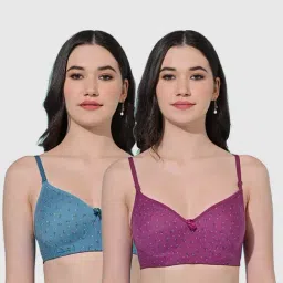 FIMS Purple & Blue Printed Bras - Pack Of 2-image-1
