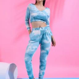 Campus Sutra Blue Tie & Dye Crop Top Pant Set-picture-31