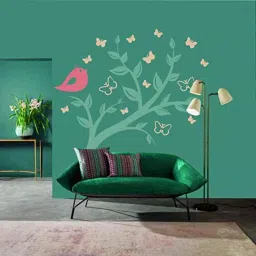 Kayra Decor Humming Bird and Butterfly on Tree 72x71 Inch Wall Design Stencil Painting KDS80026-image-97