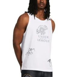 Under Armour White Slim Fit Printed Tank Tee-image-124