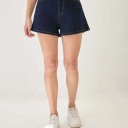 Globus Women Dark Blue Slim Fit Mid-Rise Denim Shorts-picture-27