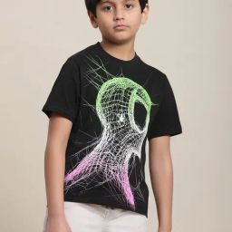 Kidsville Spiderman Printed Black Regular Fit T-Shirt For Boys-image-76