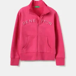 United Colors of Benetton Kids Pink Cotton Embossed Full Sleeves Sweatshirt-image-10