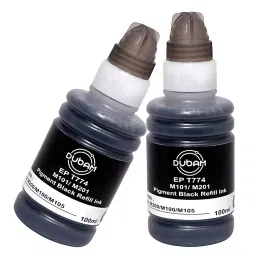 Dubam Refill T774 Ink for Epson M200, M100 M105, M205, L655 Printer (Black - Pigment) (70gm x 2 Bottle)-4