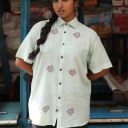 Quirky Bae Mint Green Cotton Printed Shirt-image-65