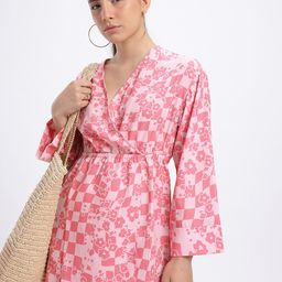 glitchez Floral Print Wrap Mini Dress-picture-50
