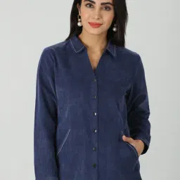 Mustard Navy Regular Fit Shirt-image-88