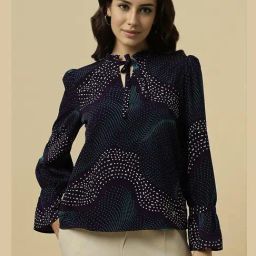 Allen Solly Black Polyester Polka Dot Regular Fit Topsandtees-picture-28