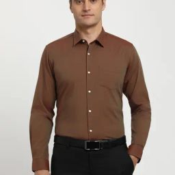 Peter England Brown Cotton Slim Fit Shirt-image-87