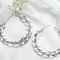 Joker & Witch Silver Chain Links Retro Chain Hoop Earrings-22