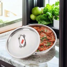 HAZEL Triply Stainless Steel Induction Bottom Tasra With Stainless Steel Lid, 2.6 Litre, 24.5 cm-image-35