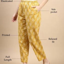 Kryptic White & Light Yellow Cotton Relaxed Fit Printed Lounge Pants - Pack of 2-image-87