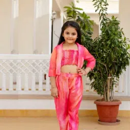 Cutiediva Girls Pink Ombre Top & Pants With Shrug Set-image-27