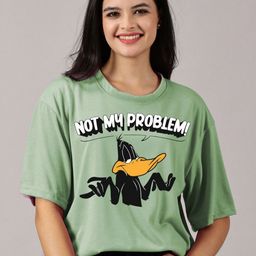 Dreambe Women Graphic Printed Round Neck Oversized T-shirt-image-52