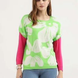 United Colors of Benetton Green Cotton Printed Top-image-67