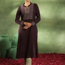 Libas Brown Embroidered Straight Kurta-image-13