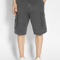 American Eagle Grey Regular Fit Cargo Shorts-image-100