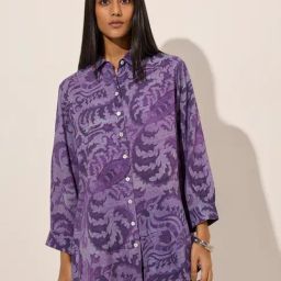 Utsa by Westside Purple Botanical Printed Tunic-image-86
