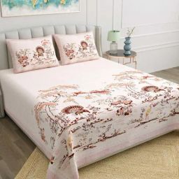 JaipurFabric Purple Cotton 180 TC Jaipuri Printed Bedsheet with 2 Pillow Covers-image-40