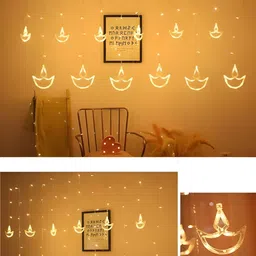 KAVYARA White Diya Shape String Lights image 3