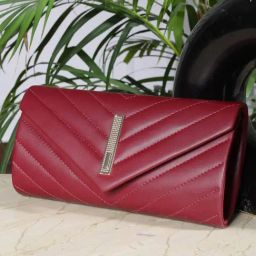 ZEVORA Maroon Textured Small Envelope Clutch-picture-13