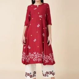 Rangmanch by Pantaloons Red Cotton Printed 3/4th sleeve Kurti-image-39