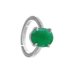 GenZcomplex Green Brass Rhodium-Plated Finger Ring-image-94