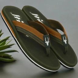 Hirolas Men's Green & Tan Flip Flops-picture-24