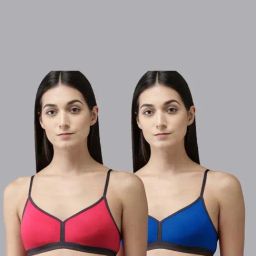 AROUSY Red & Blue Cotton Everyday Bras - Pack Of 2-picture-4