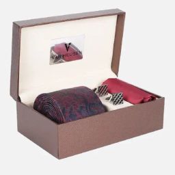 Van Heusen Navy Embroidered Tie with Pocket Square & Cufflinks-picture-48