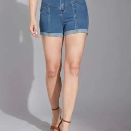 Life With Pockets Blue Plain Shorts-image-58