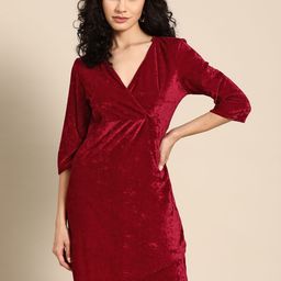 DODO & MOA Red Solid Dress-image-72