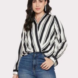 Madame Black Regular Fit Striped Top-9