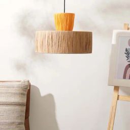 FIG Living Orange & Brown Raffia Ombre 200 Pendant Lamp-33