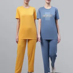 Vimal Jonney Yellow & Dark Grey Printed T-Shirt With Track Pants - Pack of 2-picture-6