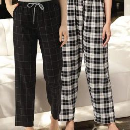 Kryptic Black & Black Cotton Relaxed Fit Printed Lounge Pants - Pack of 2-image-67