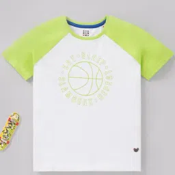 Ed-a-Mamma Kids White & Green Cotton Printed T-Shirt-picture-32
