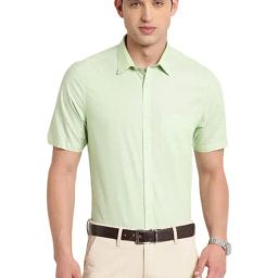 Turtle Green Cotton Regular Fit Shirt-image-30