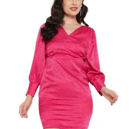 MADAME Pink Regular Fit Bodycon Dress-image-81