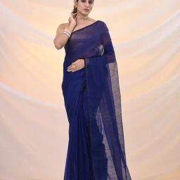 Arhi Blue Blended Woven Design Saree with Unstitched Blouse-picture-18