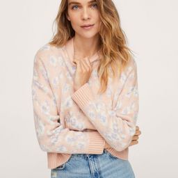 MANGO Women Pink & Blue Floral Self-Design Pullover Sweater-35