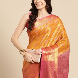 Silk Land Ethnic Motifs Zari Brocade Banarasi Saree-image-43