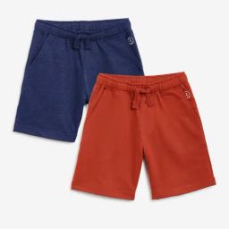 Campana Kids Blue & Rust Solid Shorts (Pack Of 2)-image-60