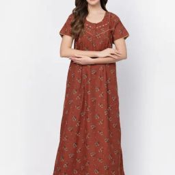 Sweet Dreams Brown Printed Nighty-image-28