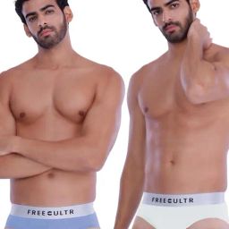 Freecultr Powder Blue & Frost Grey Comfort Fit Briefs - Pack of 2-image-3