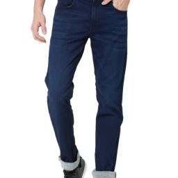 Mufti Dark Blue Cotton Straight Fit Jeans-image-26