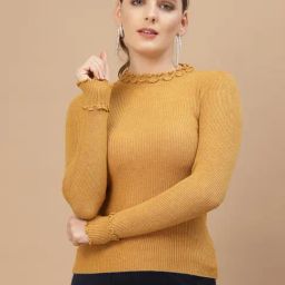 Mafadeny Mustard Regular Fit Pullover-image-31