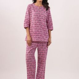 JISORA Printed Pure Cotton Night suits-image-13