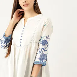 Anouk White Mandarin Collar Empire Top-image-35